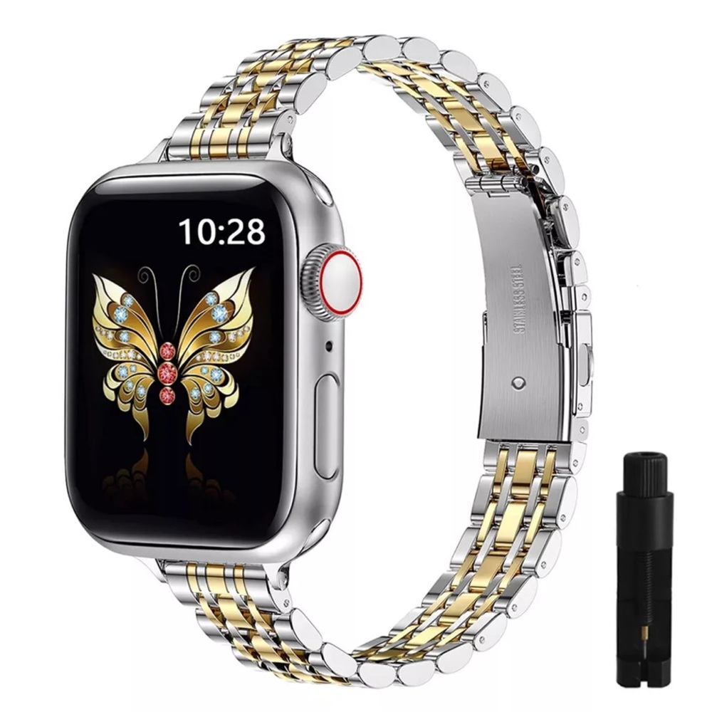Stainless Steel Apple Watch Band Silver/Gold